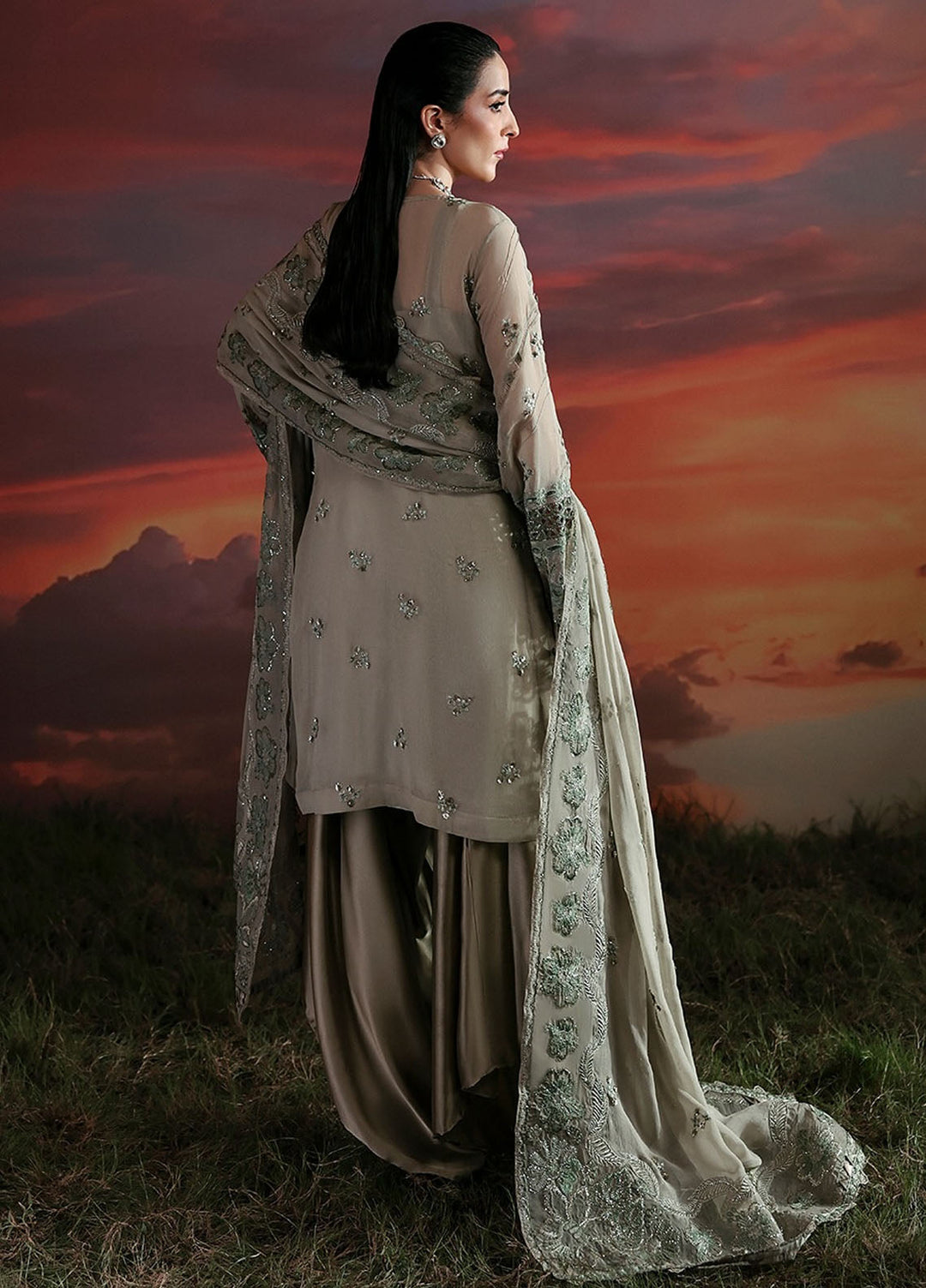 Moonlit Muse by Zarposh Embroidered Chiffon Suits Unstitched 3 Piece ZP25ML D-05 Nerine - Formals Collection