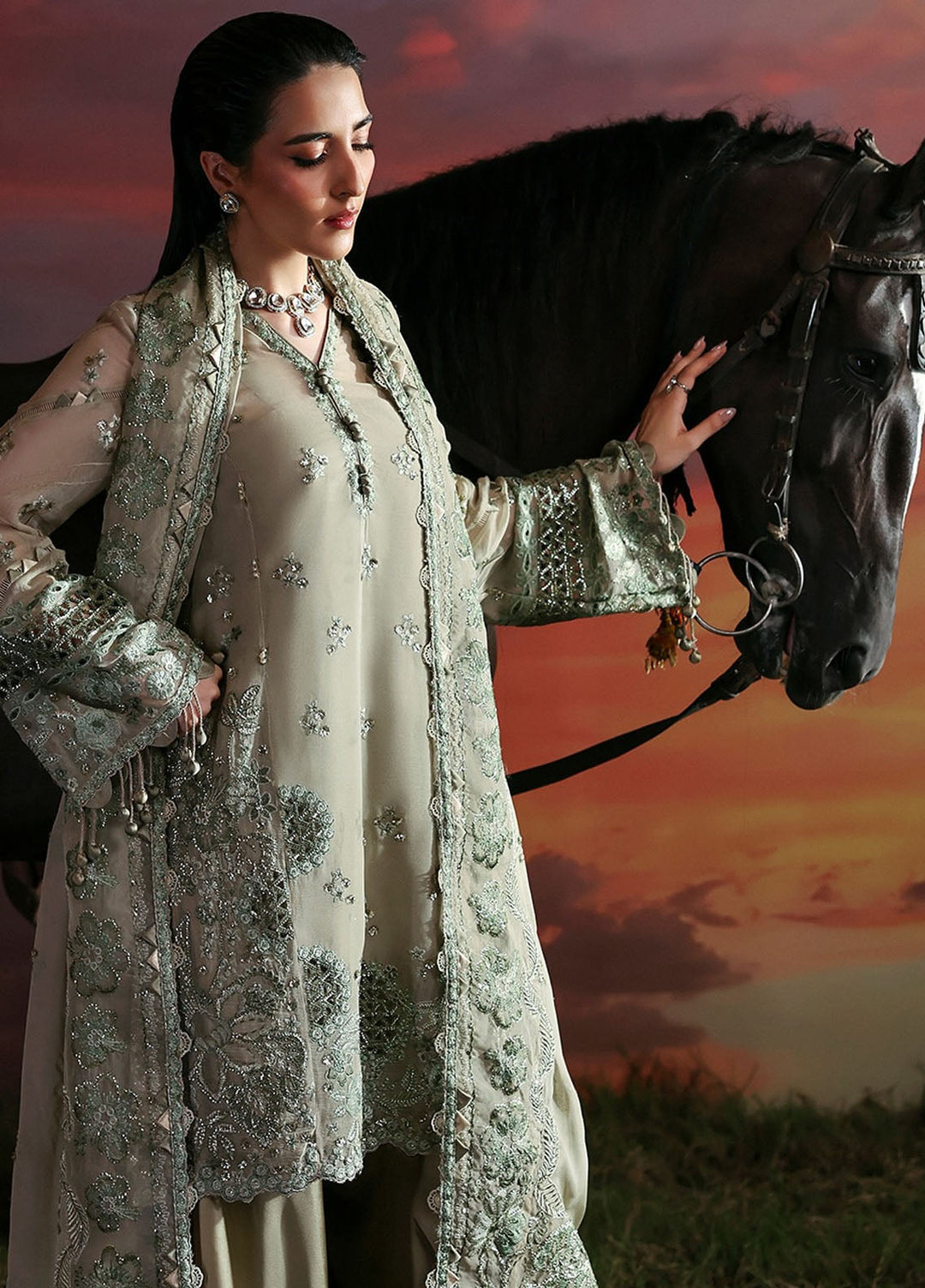 Moonlit Muse by Zarposh Embroidered Chiffon Suits Unstitched 3 Piece ZP25ML D-05 Nerine - Formals Collection