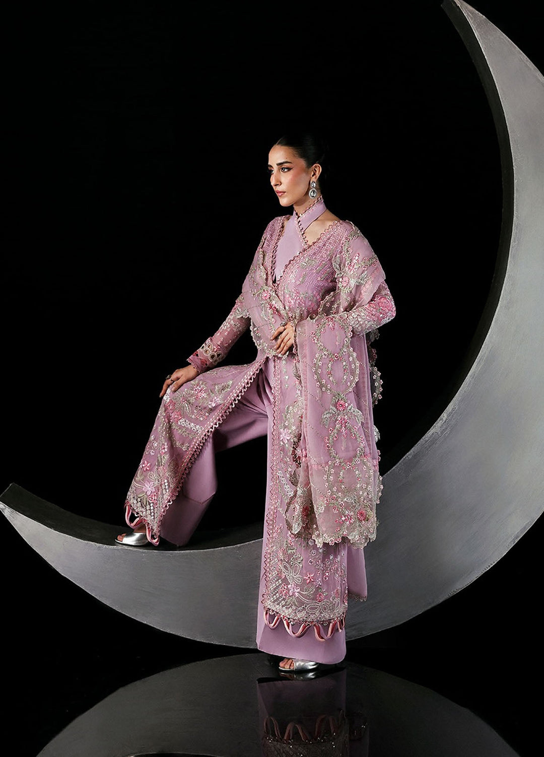 Moonlit Muse by Zarposh Embroidered Chiffon Suits Unstitched 3 Piece ZP25ML D-07 Serein - Formals Collection