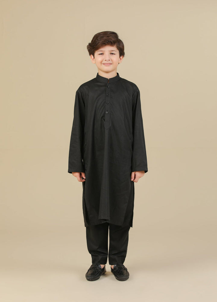 Muraqsh Ready To Wear Solids Cotton Boys Black Kurta Trouser MUR-BSCKT - Summer Collection