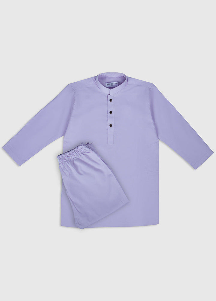 Muraqsh Ready To Wear Solids Cotton Boys Lilac Blended Kurta Trouser MURKT-K - Summer Collection