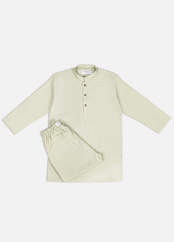 Muraqsh Ready To Wear Solids Cotton Boys Mint Green Blended Kurta Trouser MURGKT - Summer Collection