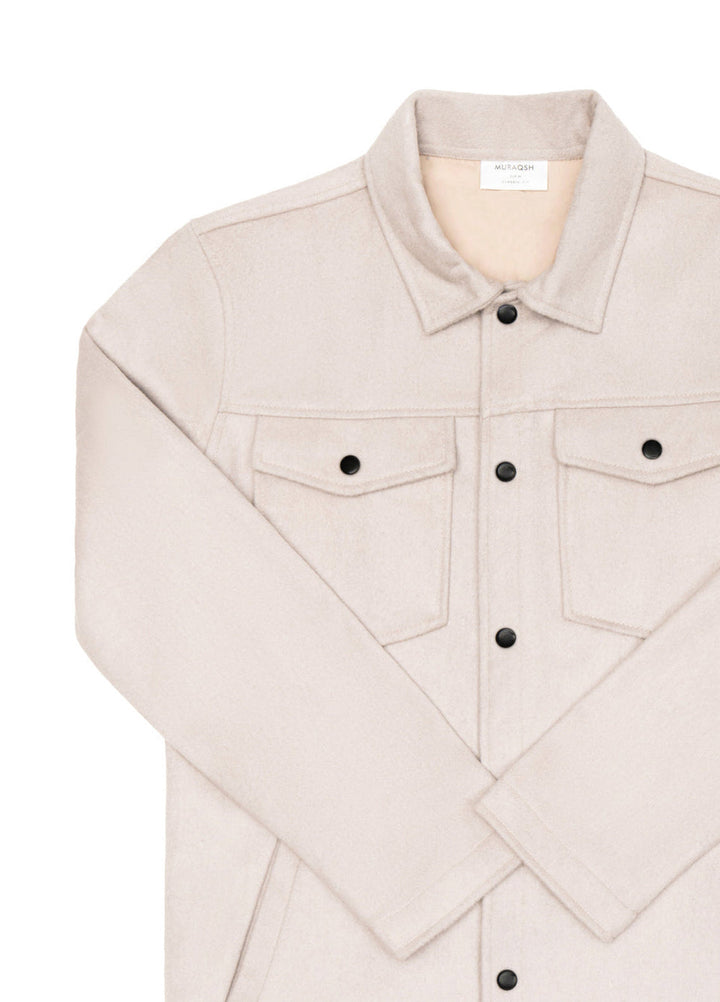 Muraqsh Ready To Wear Solids Cotton Men Beige Wool Coat ABD-BWC - Summer Collection