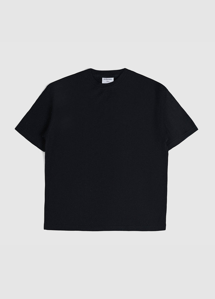 Muraqsh Ready To Wear Solids Cotton Men Black Drop Needle Oversized T-Shirt ABD-BDNOT - Summer Collection