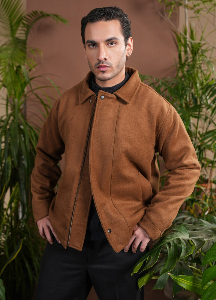Muraqsh Ready To Wear Solids Cotton Men Camel Tailored Wool Coat ABD-CTWC - Summer Collection