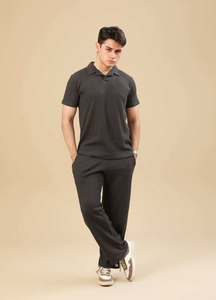 Muraqsh Ready To Wear Solids Cotton Men Charcoal Grey Drop Needle Coord Set ABD-CGDNCS - Summer Collection