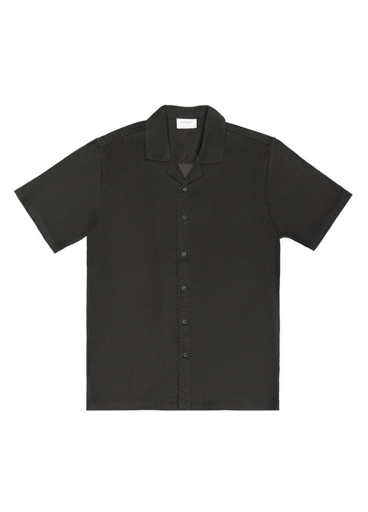 Muraqsh Ready To Wear Solids Cotton Men Deep Grey Corduroy Revere Button Down Shirt Half Sleeves ABD-GCRPHS - Summer Collection