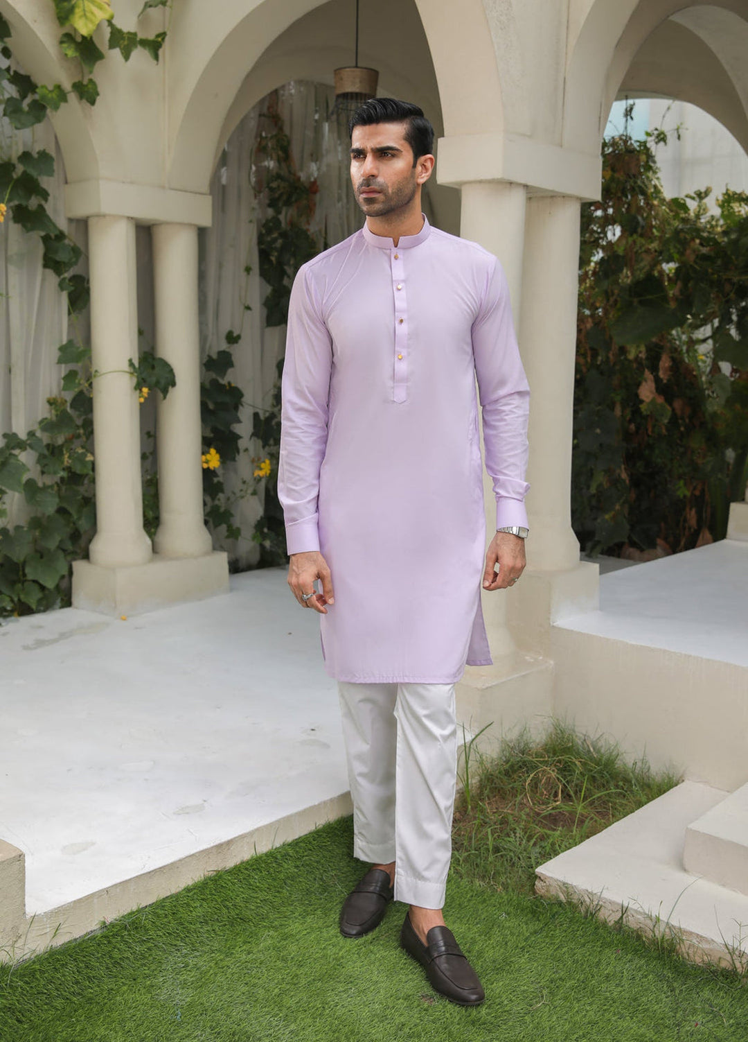 Muraqsh Ready To Wear Solids Cotton Men Lilac Kurta Trouser MURKTWW-PLAIN - Summer Collection