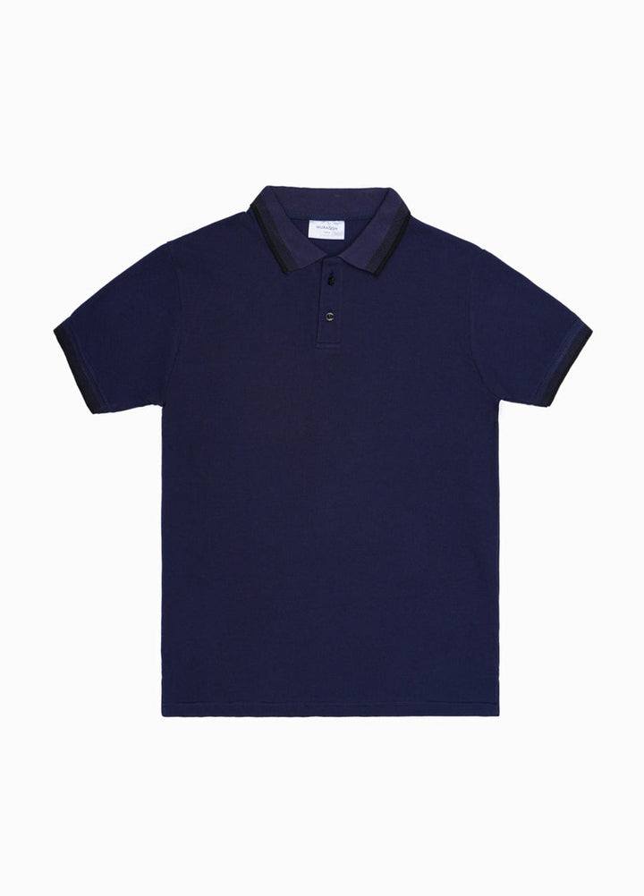 Muraqsh Ready To Wear Solids Cotton Men Navy Blue Basic Polo ABD-NBBP - Summer Collection