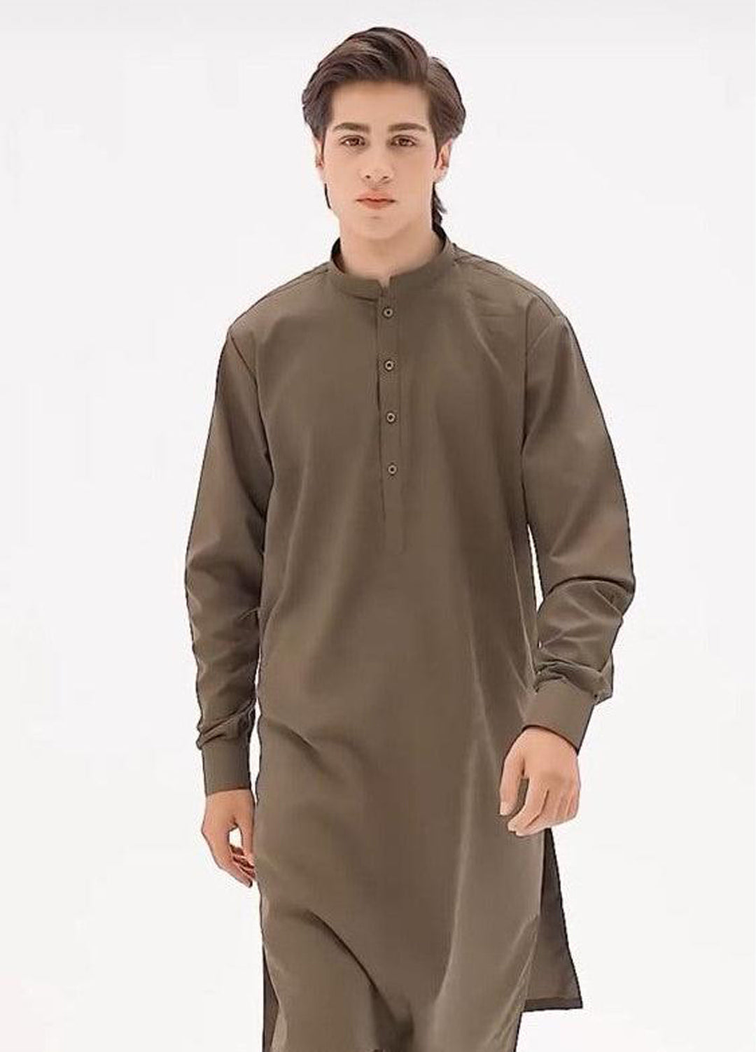 Muraqsh Ready To Wear Solids Cotton Men Olive Green Kurta Trouser/Shalwar MUR-OGKST-T - Summer Collection