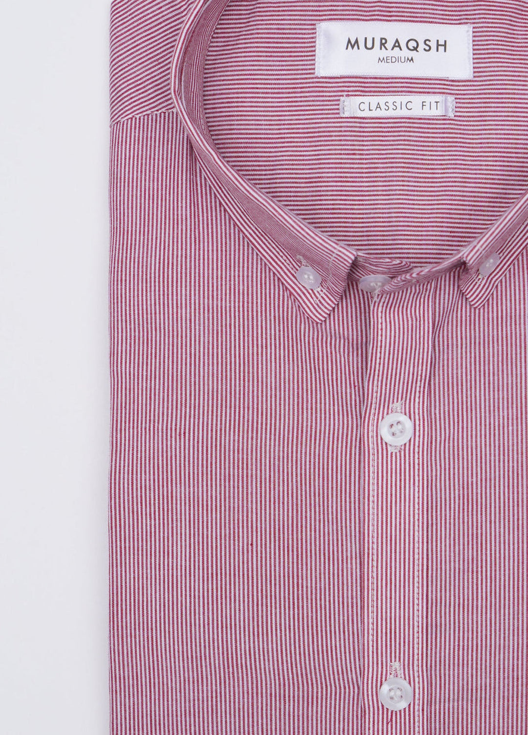 Muraqsh Ready To Wear Solids Cotton Men Red Striped Casual Shirt ABD-RSCS - Summer Collection