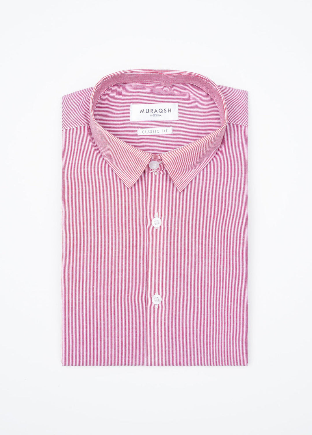 Muraqsh Ready To Wear Solids Cotton Men Red Striped Formal Shirt ABD-RSFS - Summer Collection