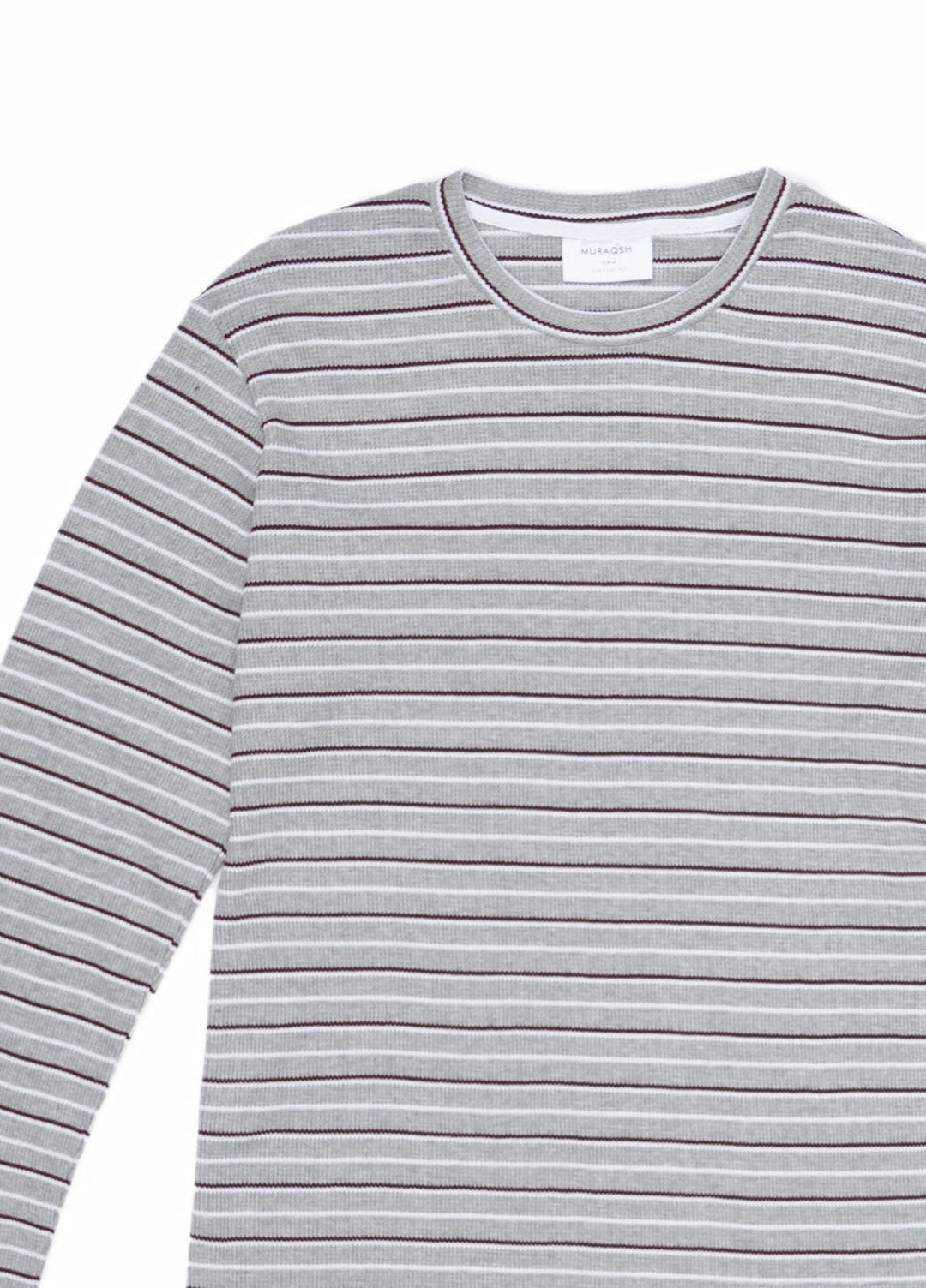 Muraqsh Ready To Wear Solids Cotton Men Waffle Grey Striped Sweat Shirt ABD-WGSSS - Summer Collection