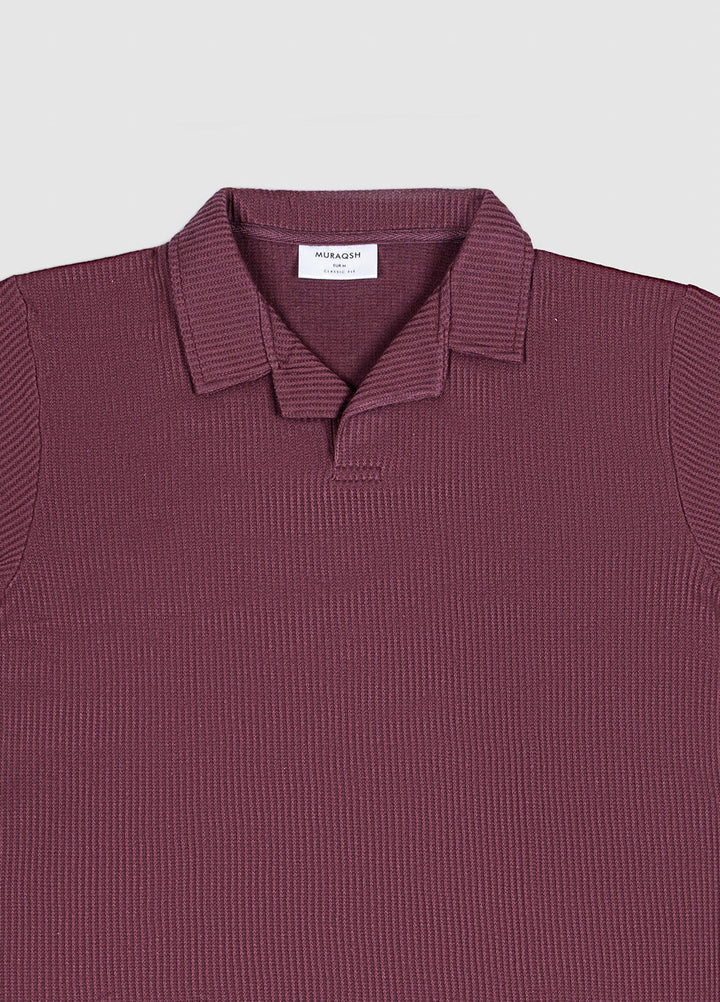 Muraqsh Ready To Wear Solids Cotton Men Wine Drop Needle Revere Polo ABD-WDNRP - Summer Collection