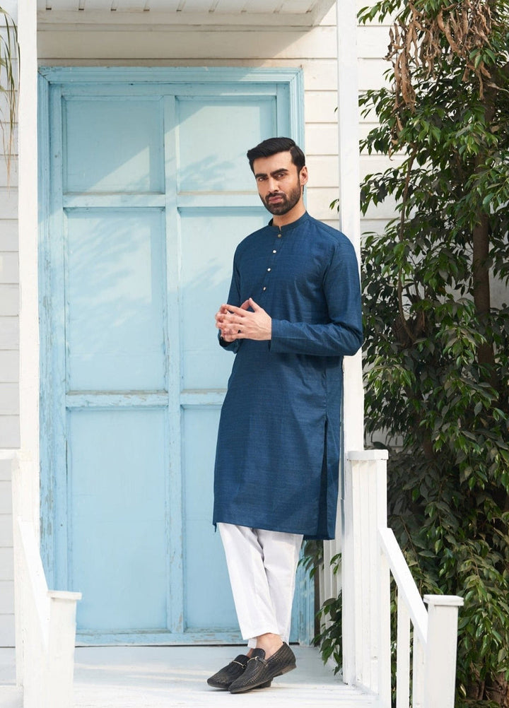 Muraqsh Ready To Wear Solids  Men Egyptian Cotton Kurta Trouser MUR-EBTCK - Summer Collection