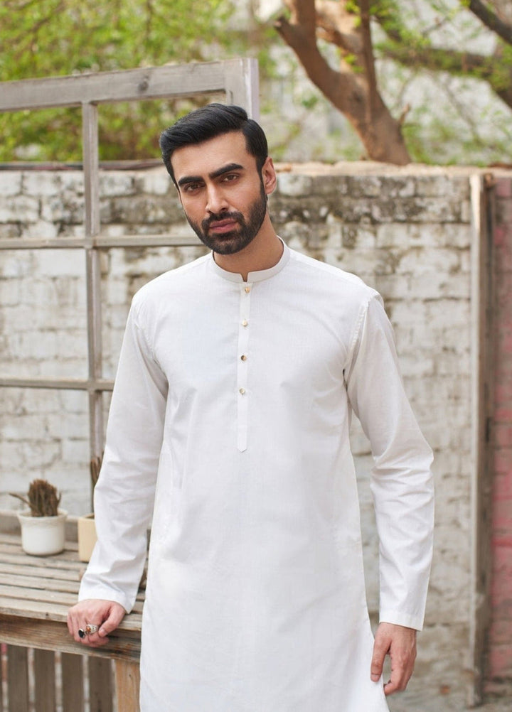 Muraqsh Ready To Wear Solids  Men Off White Cotton Kurta Trouser MUR-OWCKW-KUR - Summer Collection