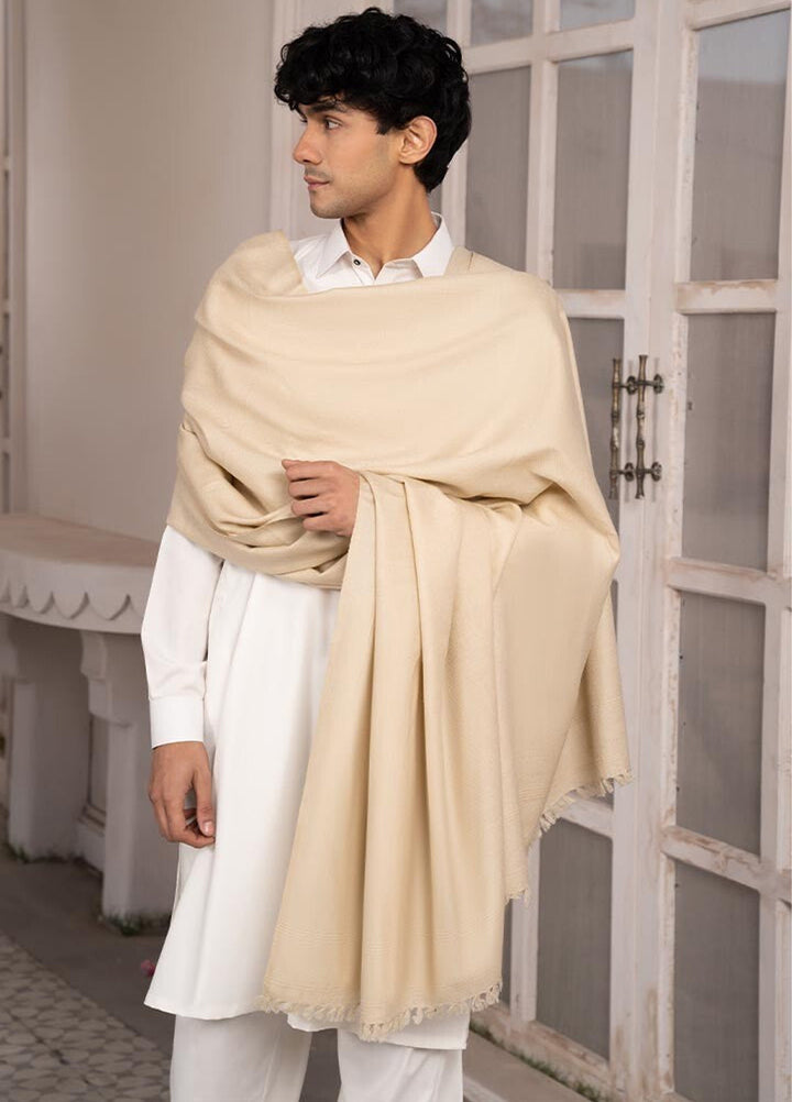 Muraqsh Ready To Wear Solids Wool Men Beige Wool Shawl ABD-BDTD - Winter Collection