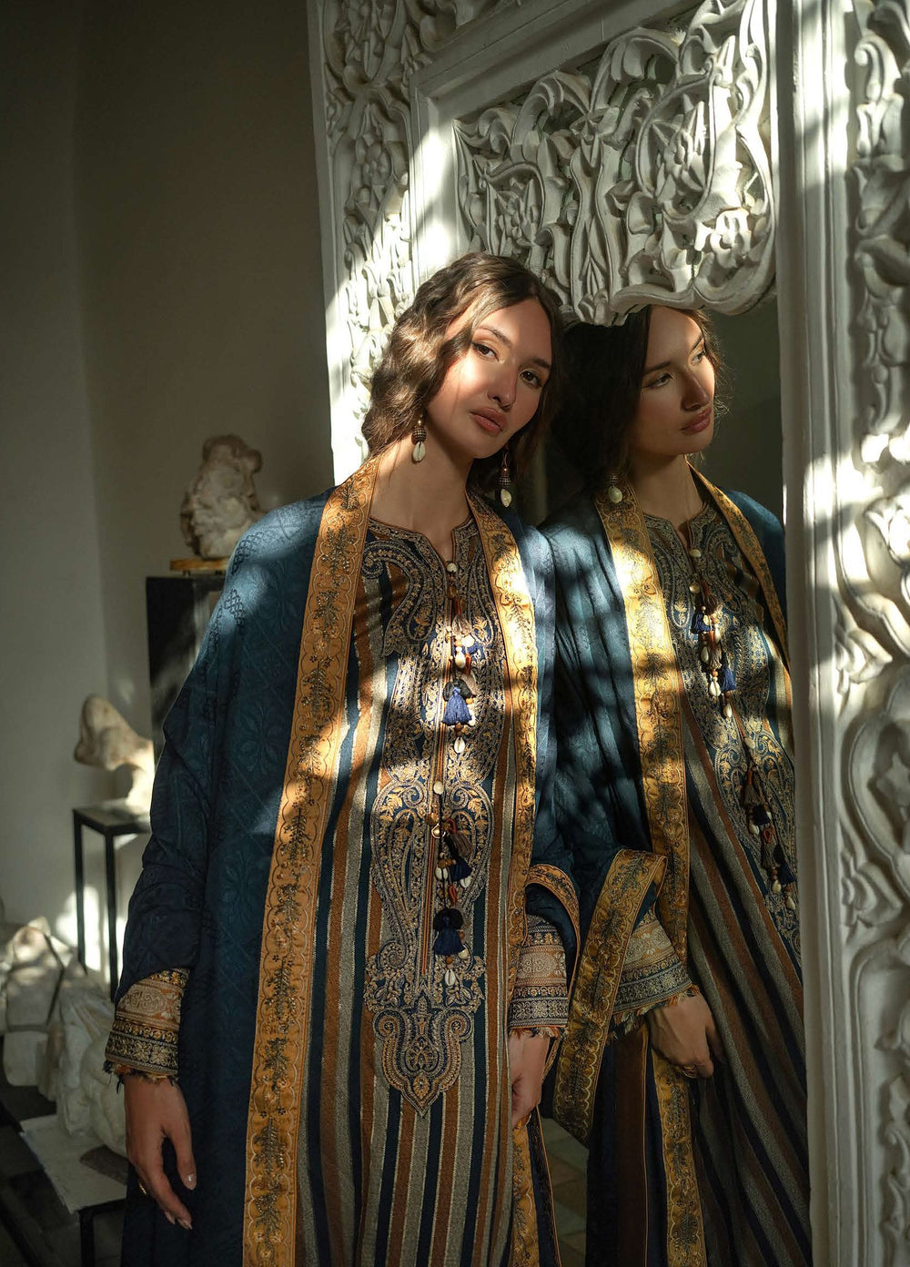 Echoes of Registan by Mushq Unstitched Embroidered Jacquard 3 Piece Suit MU26UER Gilded Arch MUNWI260103 - Casual Collection