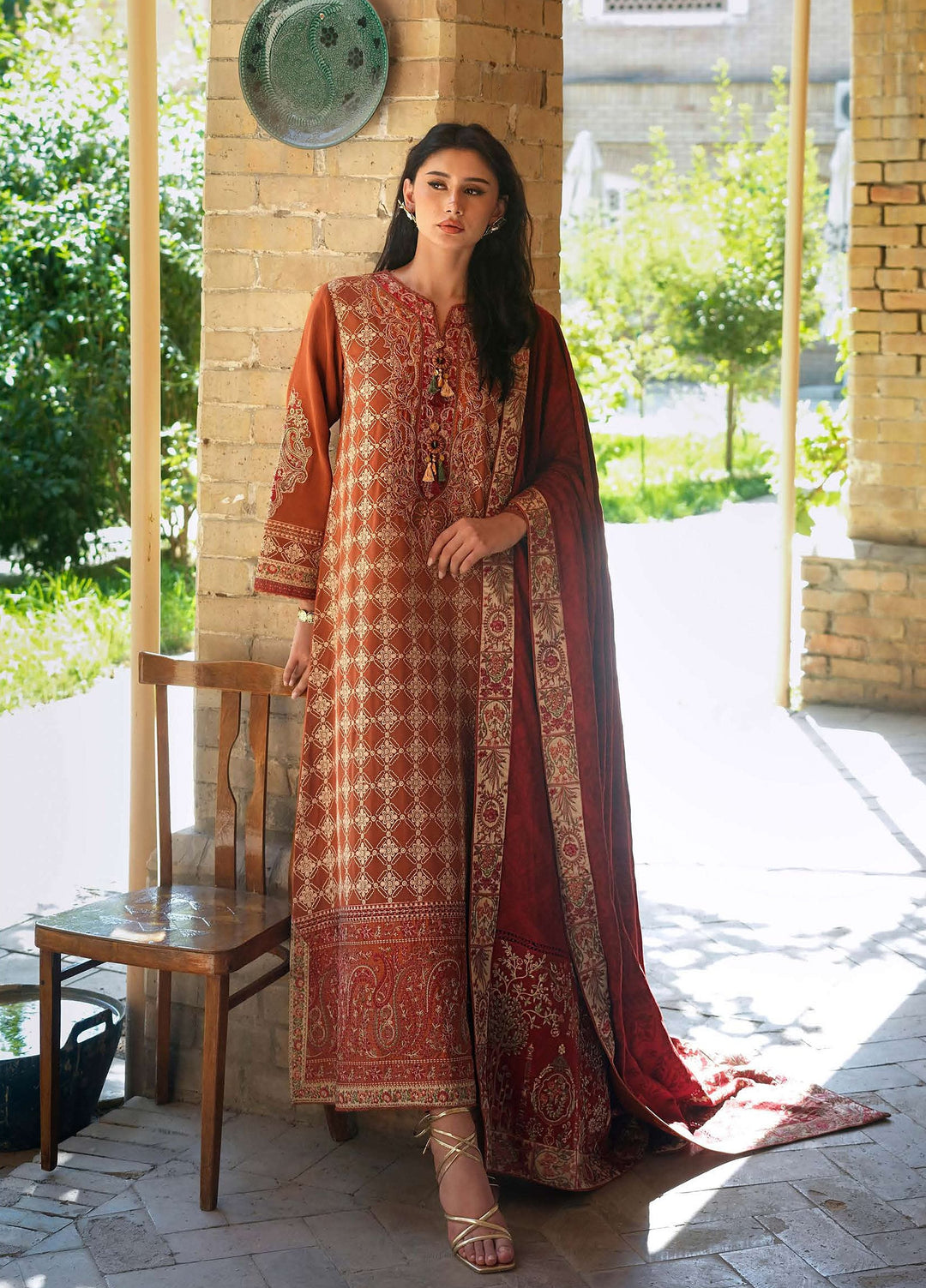 Echoes of Registan by Mushq Unstitched Embroidered Corduroy 3 Piece Suit MU26UER Rumi Sunset MUNWI260111 - Casual Collection