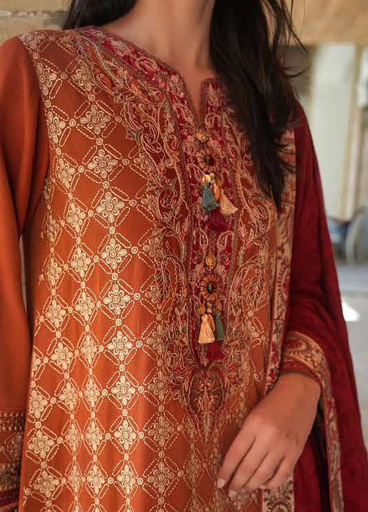 Echoes of Registan by Mushq Unstitched Embroidered Corduroy 3 Piece Suit MU26UER Rumi Sunset MUNWI260111 - Casual Collection