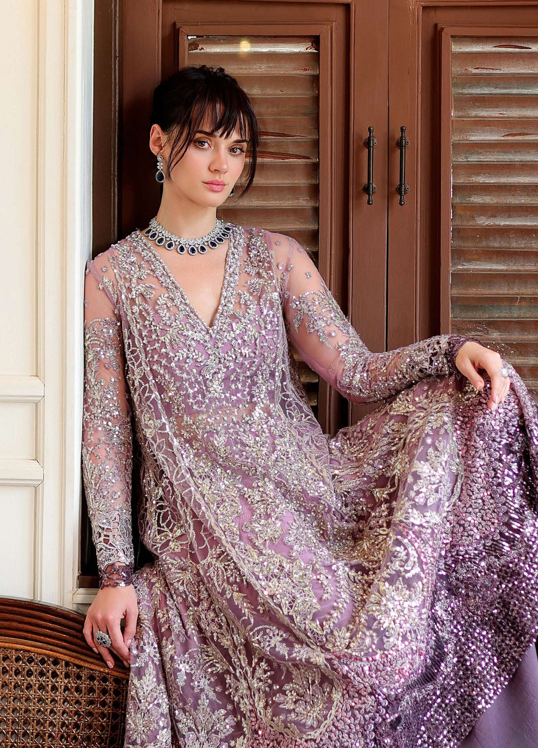 Stardust Love by Mushq Unstitched Embroidered Net 3 Piece Suit MU26USL Starlit Union MUNWD260108 - Wedding Collection
