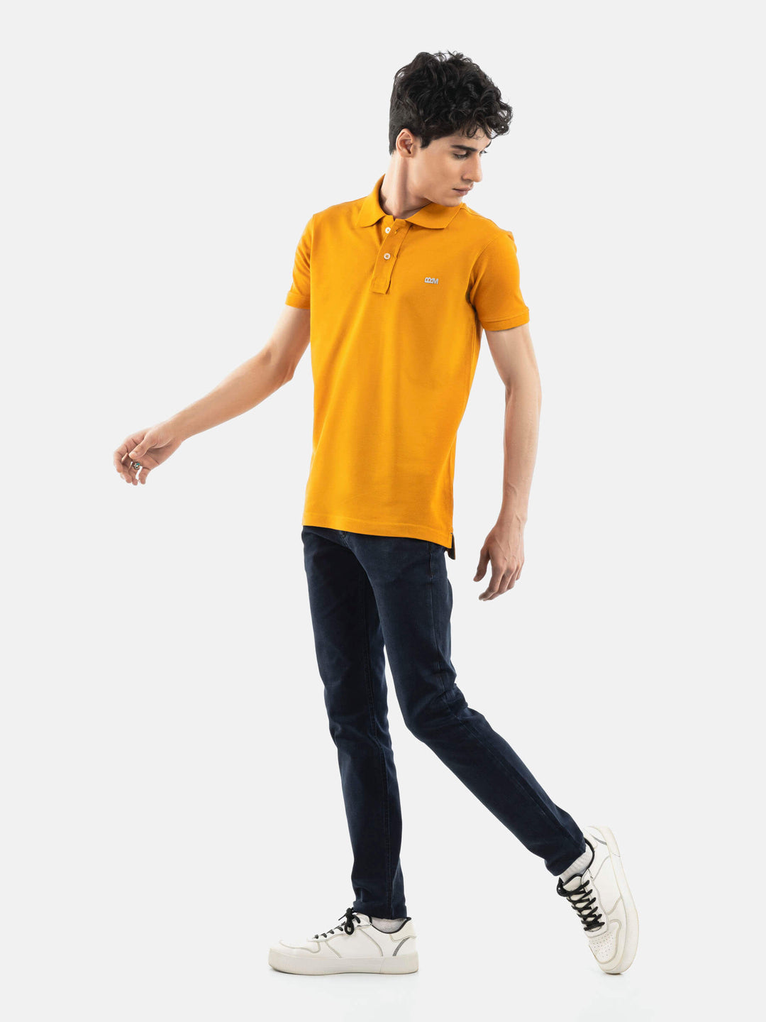 Brumano  Solids Cotton Polo Mustard Basic Pique Polo Shirt