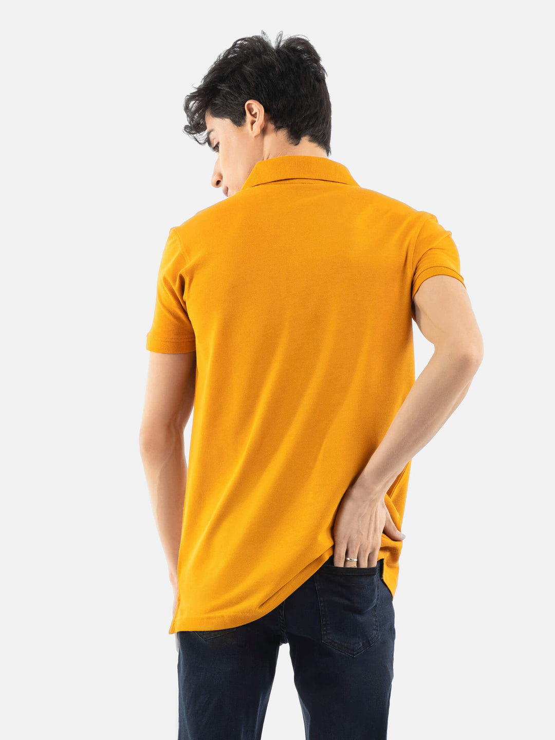 Brumano  Solids Cotton Polo Mustard Basic Pique Polo Shirt
