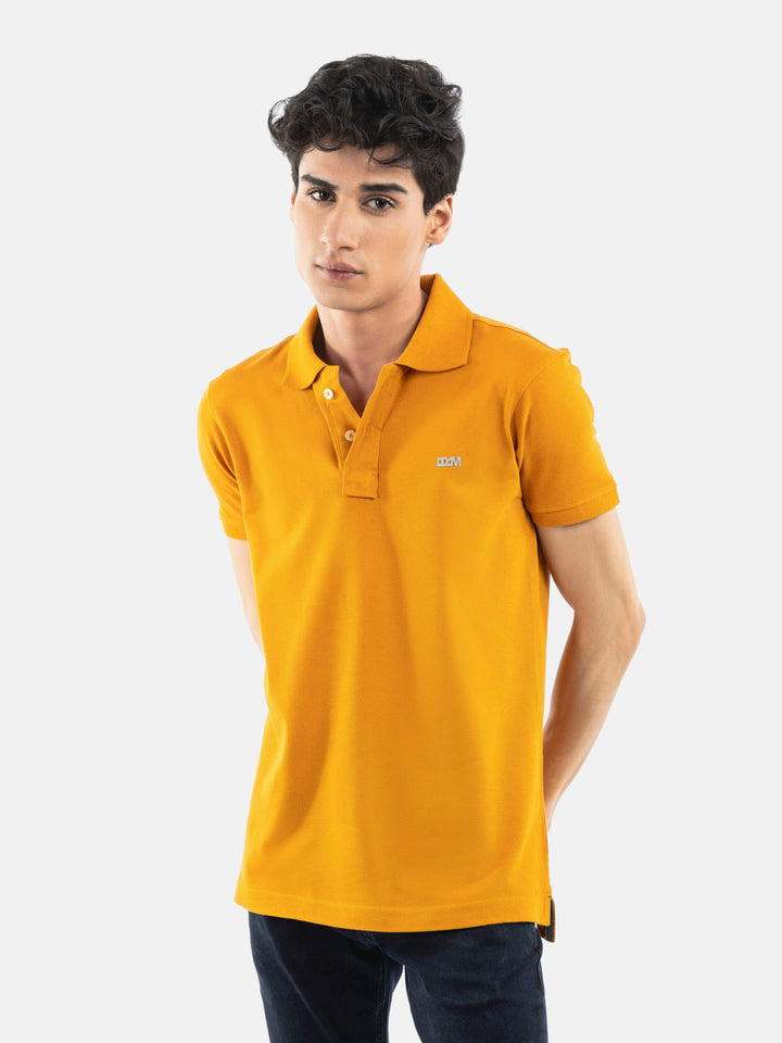 Brumano  Solids Cotton Polo Mustard Basic Pique Polo Shirt