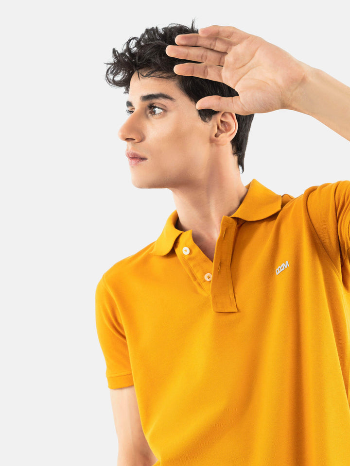 Brumano  Solids Cotton Polo Mustard Basic Pique Polo Shirt