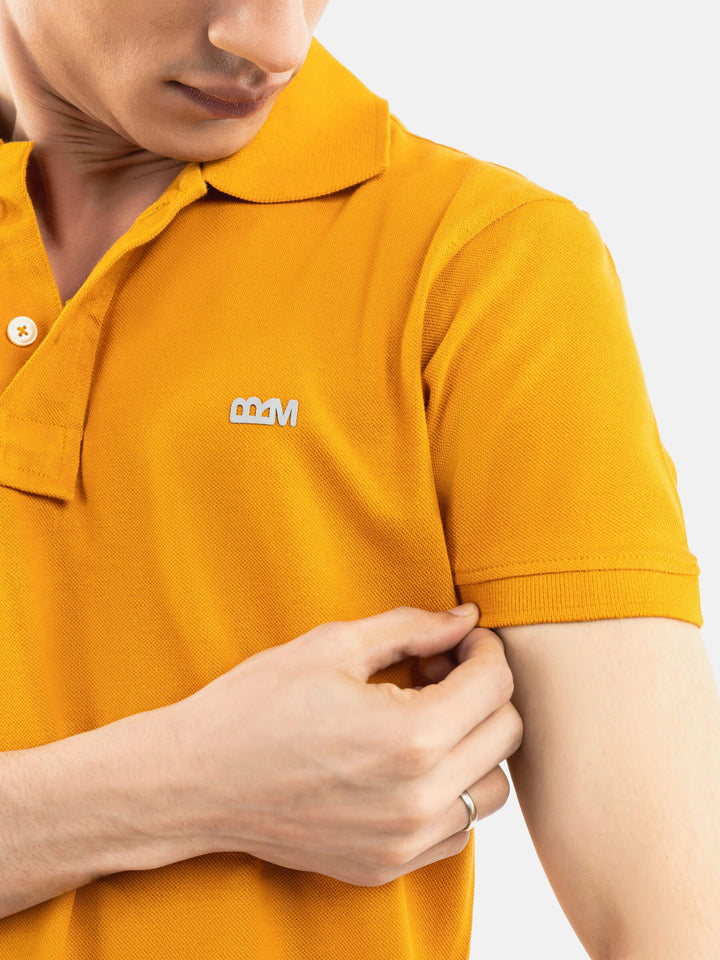 Brumano  Solids Cotton Polo Mustard Basic Pique Polo Shirt