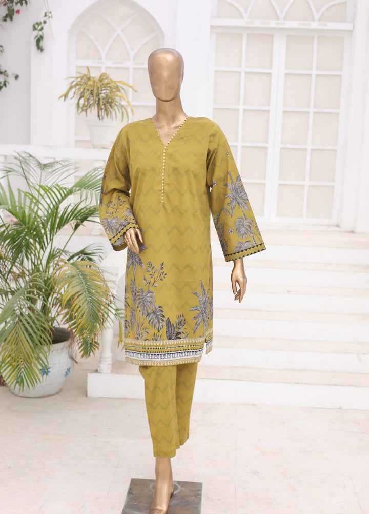Suntex Fabrics Women RTW Printed Lawn 2 Piece Suit Mustard - Casual Collection