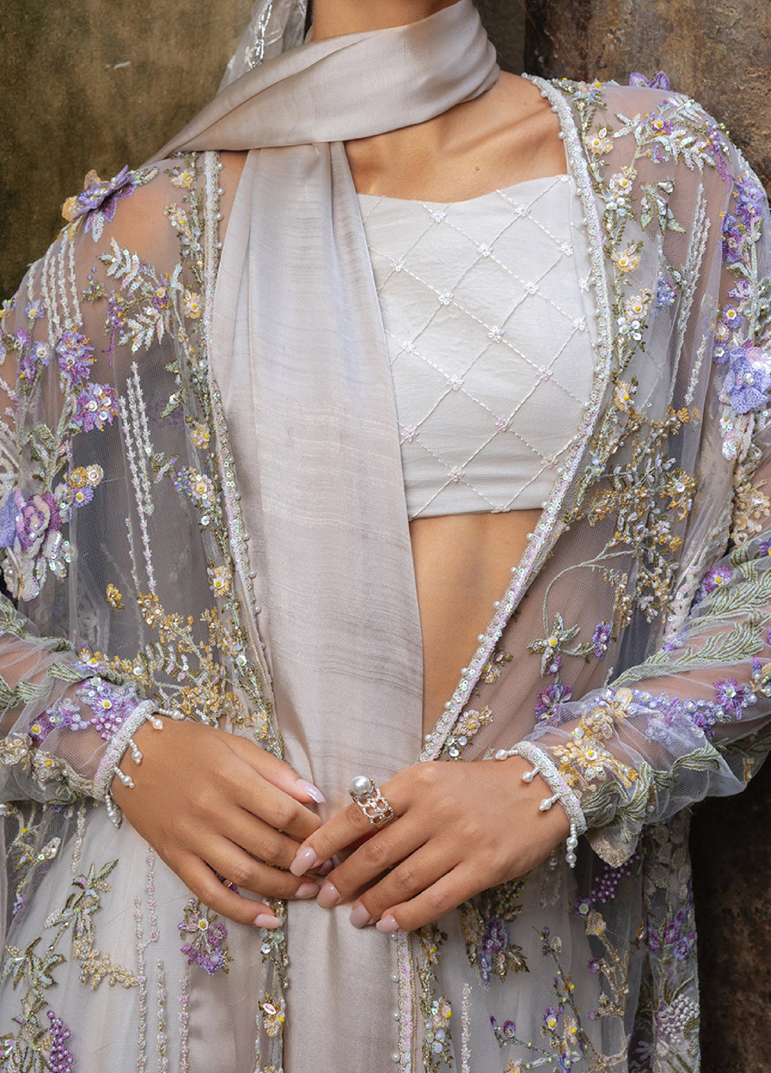 Lavie Haute by Esmel Unstitched Wedding Embroidered Net Suits 3 Piece EML25WU D-101 Naiora - Wedding Collection