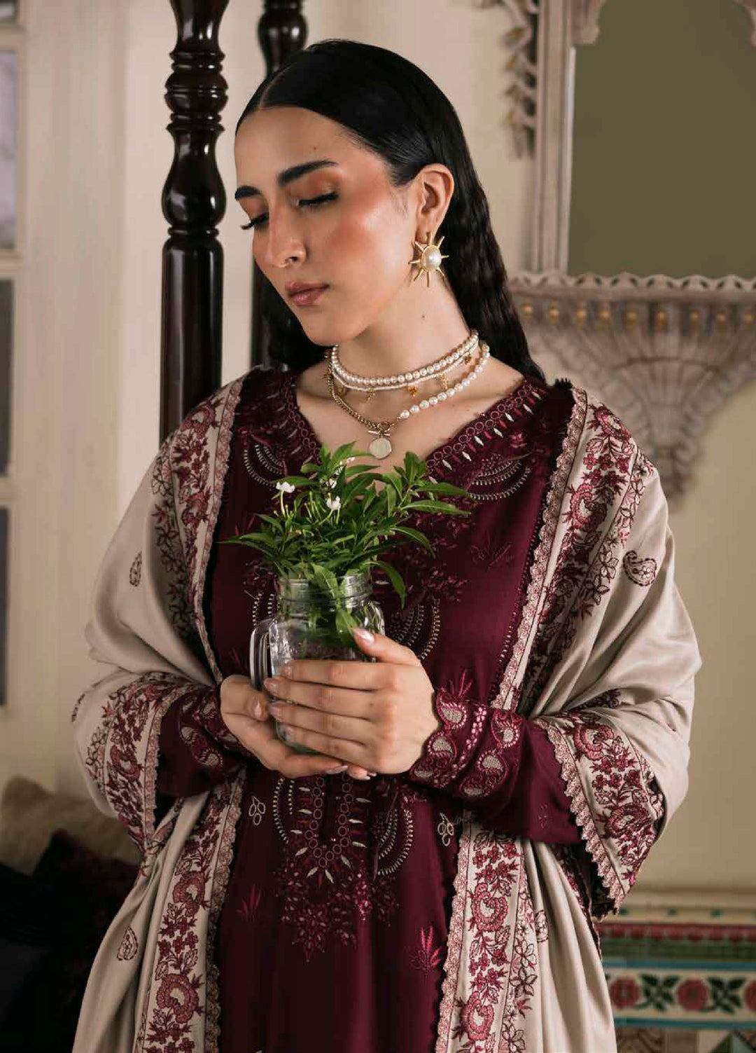 Nureh Exclusive Unstitched Luxury Winter Linen Printed Suits 3 Piece NU25NW NE-176 - Winter Collection