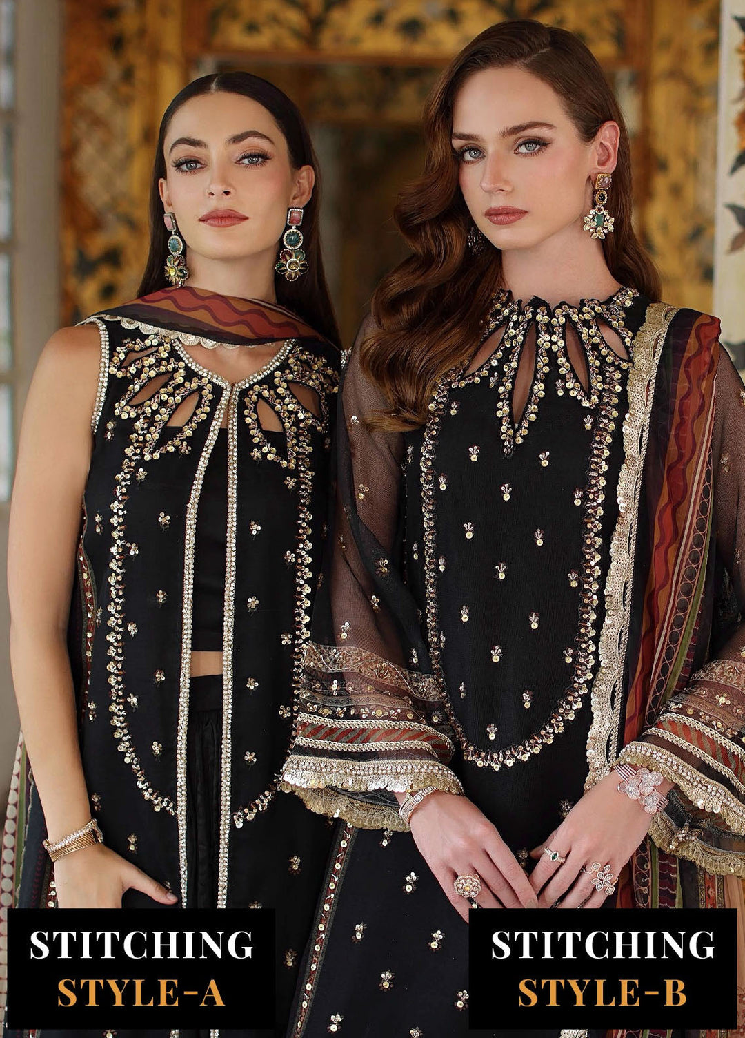 Noor by Saadia Asad Embroidered Cotton Net Suits Unstitched 3 Piece NSA25UF D-01 - Formals Collection