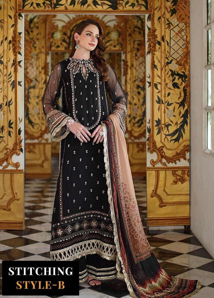 Noor by Saadia Asad Embroidered Cotton Net Suits Unstitched 3 Piece NSA25UF D-01 - Formals Collection