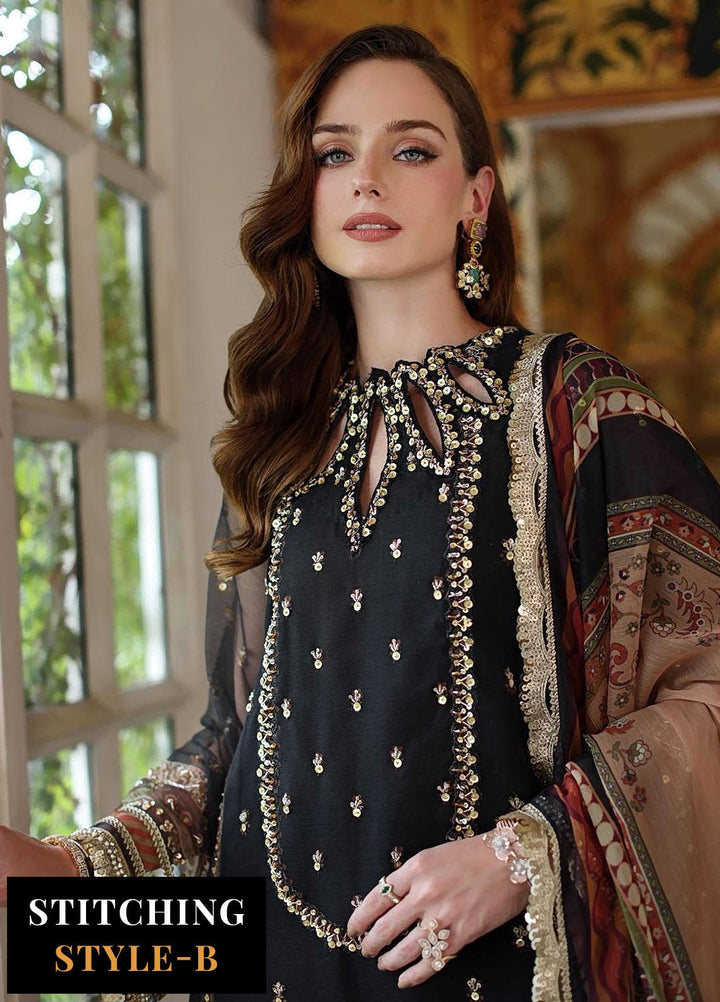 Noor by Saadia Asad Embroidered Cotton Net Suits Unstitched 3 Piece NSA25UF D-01 - Formals Collection