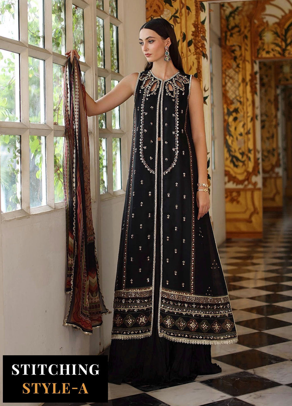 Noor by Saadia Asad Embroidered Cotton Net Suits Unstitched 3 Piece NSA25UF D-01 - Formals Collection