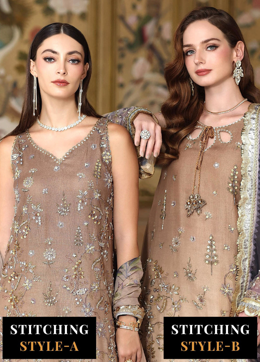 Noor by Saadia Asad Embroidered Cotton Net Suits Unstitched 3 Piece NSA25UF D-02 - Formals Collection