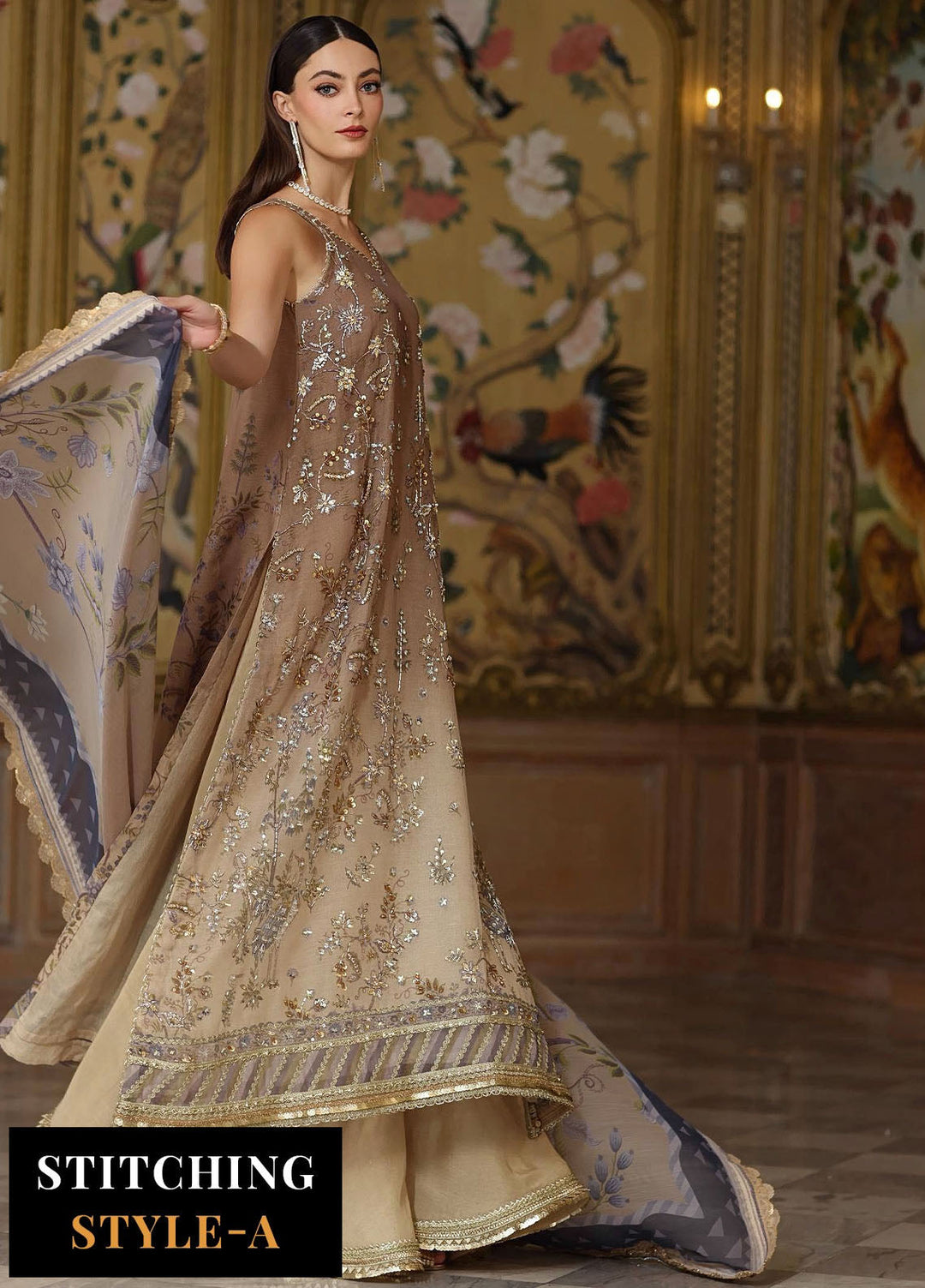 Noor by Saadia Asad Embroidered Cotton Net Suits Unstitched 3 Piece NSA25UF D-02 - Formals Collection