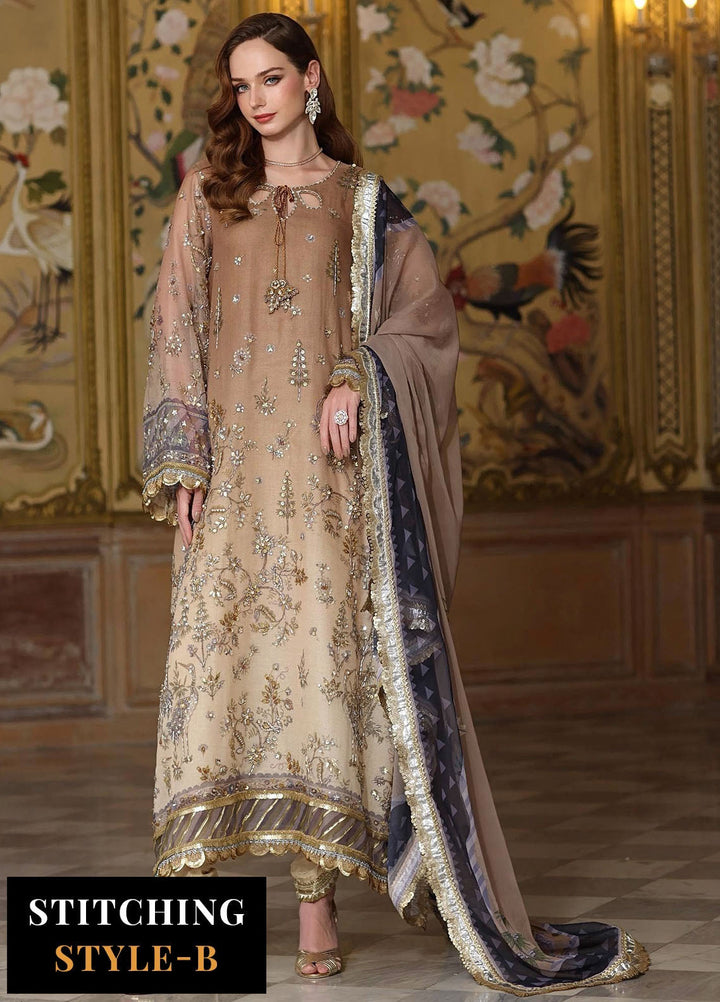 Noor by Saadia Asad Embroidered Cotton Net Suits Unstitched 3 Piece NSA25UF D-02 - Formals Collection