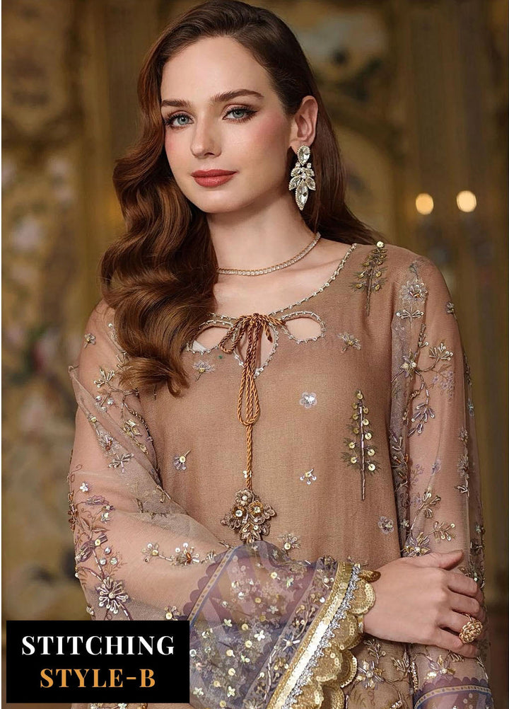 Noor by Saadia Asad Embroidered Cotton Net Suits Unstitched 3 Piece NSA25UF D-02 - Formals Collection