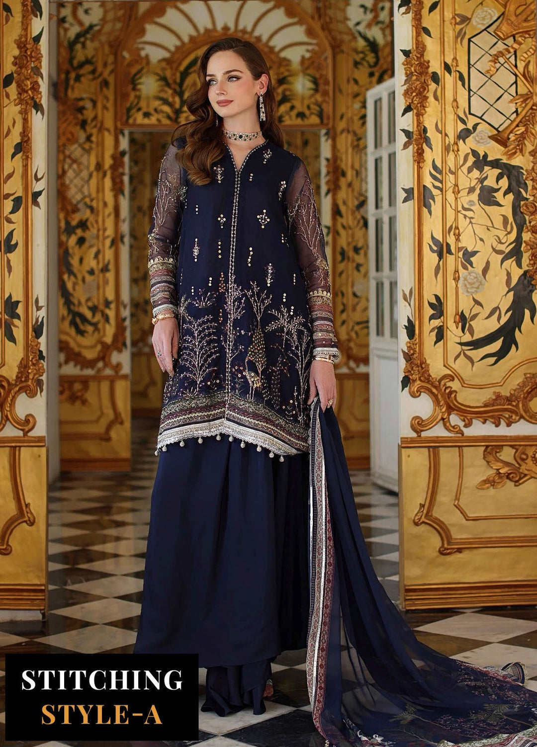 Noor by Saadia Asad Embroidered Cotton Net Suits Unstitched 3 Piece NSA25UF D-03 - Formals Collection