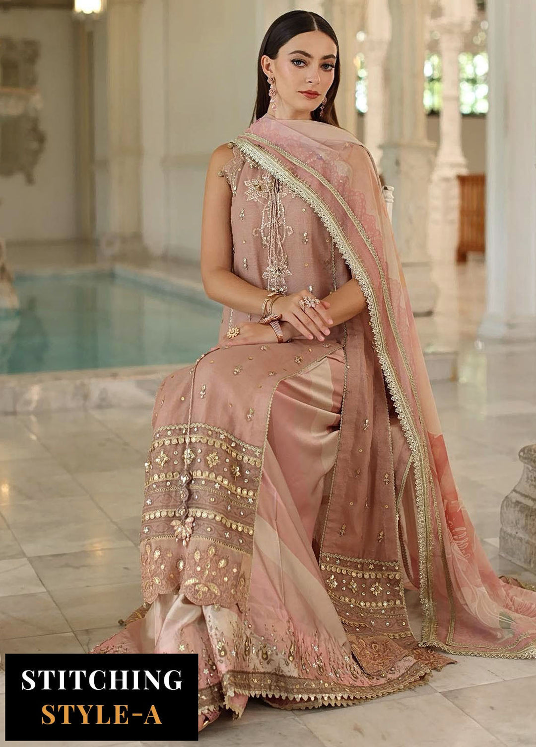 Noor by Saadia Asad Embroidered Cotton Net Suits Unstitched 3 Piece NSA25UF D-04 - Formals Collection