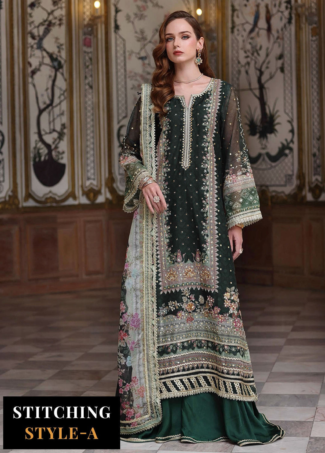 Noor by Saadia Asad Embroidered Cotton Net Suits Unstitched 3 Piece NSA25UF D-05 - Formals Collection