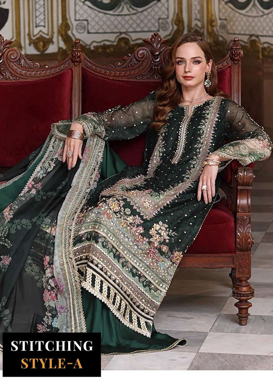 Noor by Saadia Asad Embroidered Cotton Net Suits Unstitched 3 Piece NSA25UF D-05 - Formals Collection