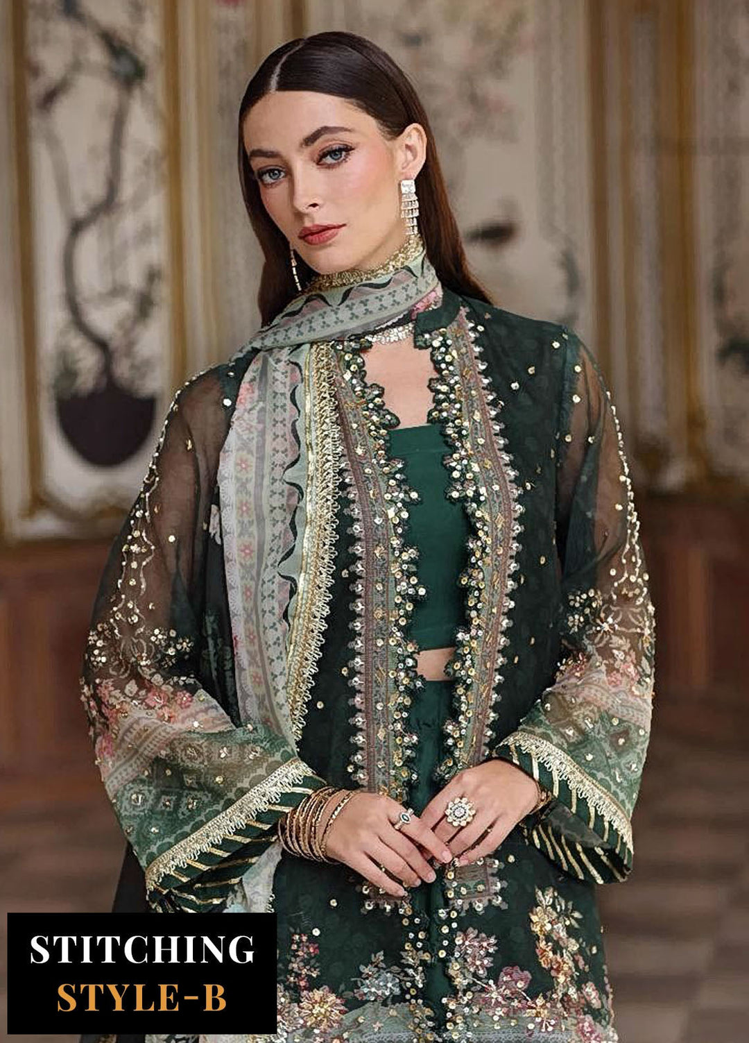 Noor by Saadia Asad Embroidered Cotton Net Suits Unstitched 3 Piece NSA25UF D-05 - Formals Collection