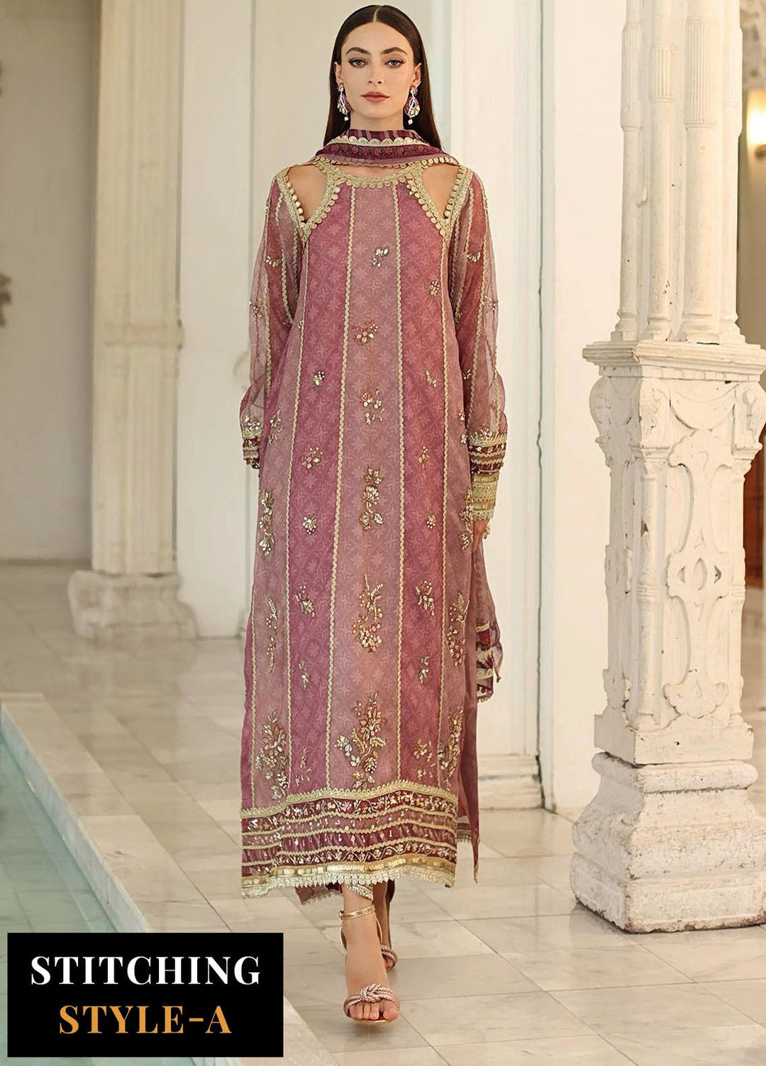 Noor by Saadia Asad Embroidered Cotton Net Suits Unstitched 3 Piece NSA25UF D-06 - Formals Collection