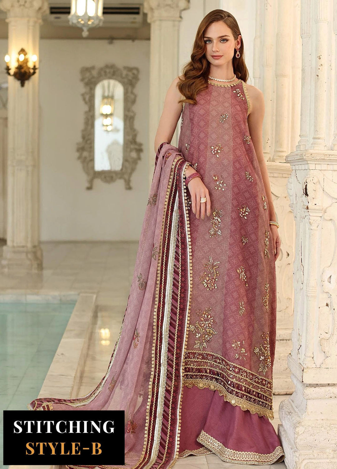 Noor by Saadia Asad Embroidered Cotton Net Suits Unstitched 3 Piece NSA25UF D-06 - Formals Collection