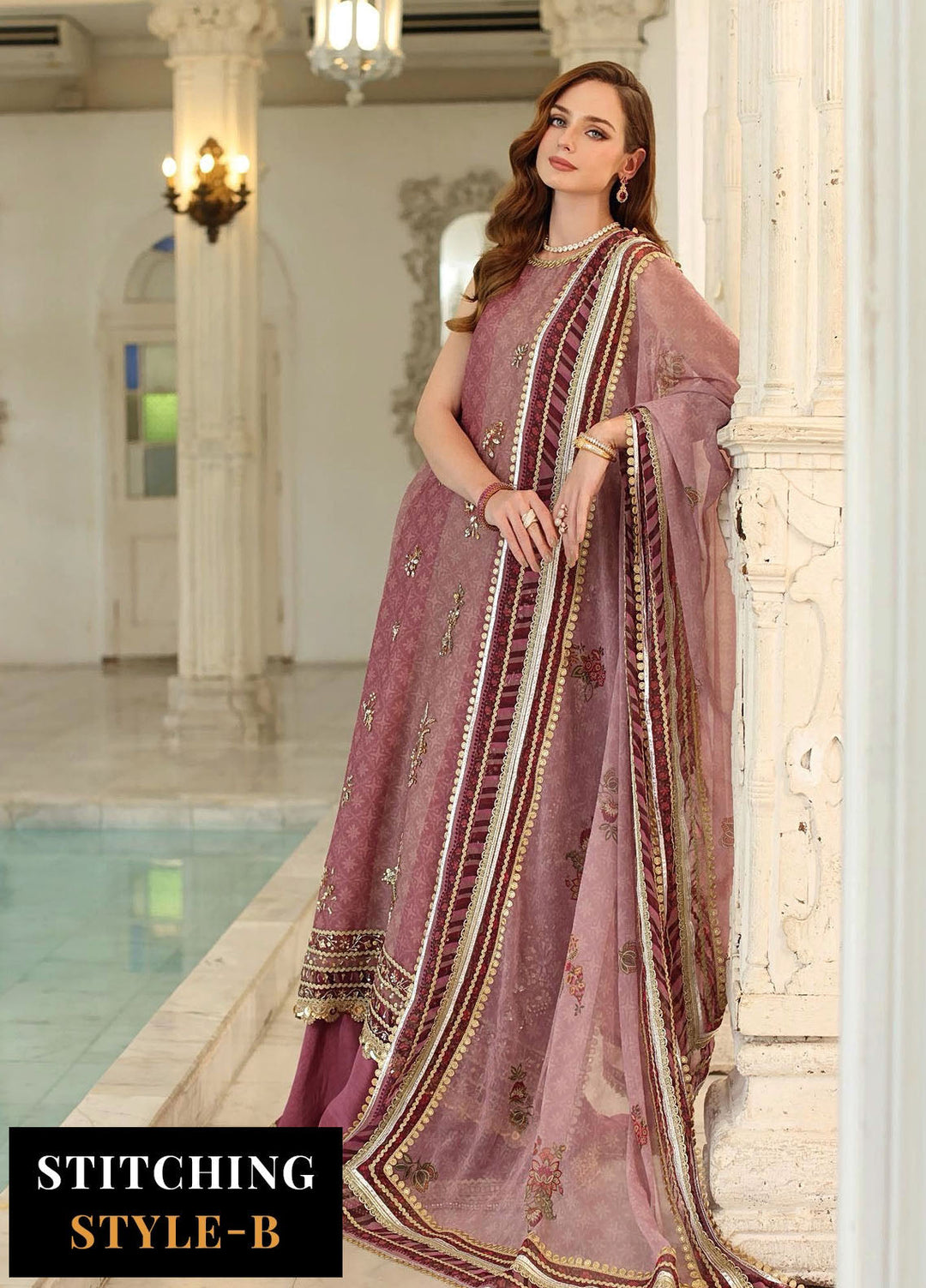 Noor by Saadia Asad Embroidered Cotton Net Suits Unstitched 3 Piece NSA25UF D-06 - Formals Collection