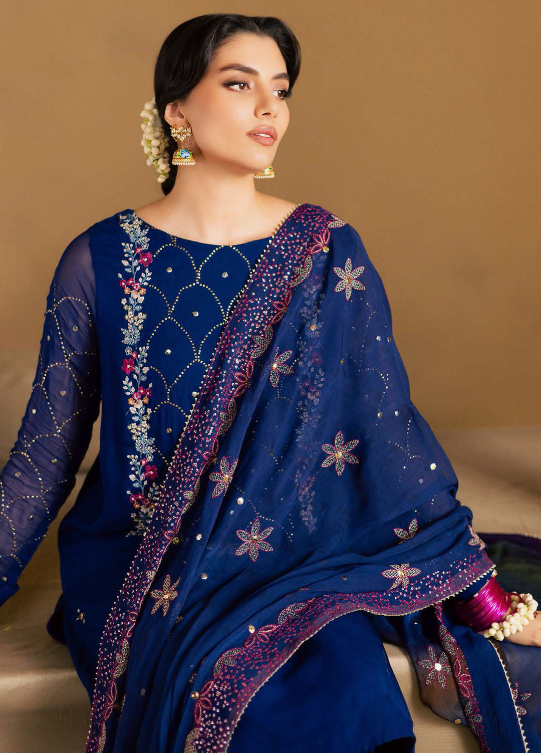 Nureh Embroidered Chiffon Suits Unstitched 3 Piece NU25MEU MK - 15 - Formals Collection